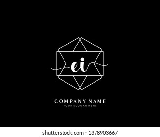 EI initial handwriting logo geometric template vector