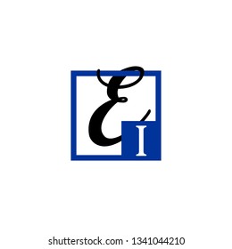 EI  Initial Handwriting logo template vector