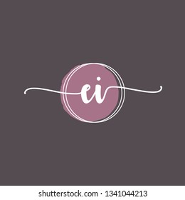 EI  Initial Handwriting logo template vector