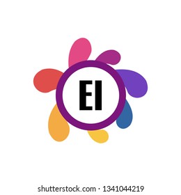 EI  Initial Handwriting logo template vector