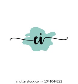 EI  Initial Handwriting logo template vector
