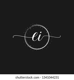EI  Initial Handwriting logo template vector