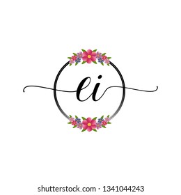 EI  Initial Handwriting logo template vector