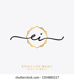 EI Initial handwriting logo template