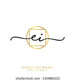 EI Initial handwriting logo template