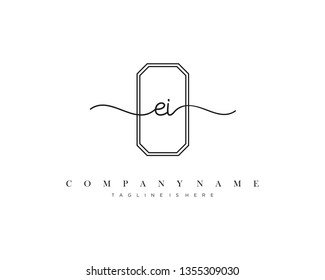 EI initial handwriting logo template vector