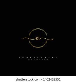 EI initial handwriting logo template vector