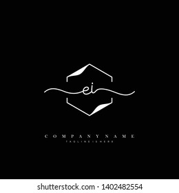 EI initial handwriting logo template vector