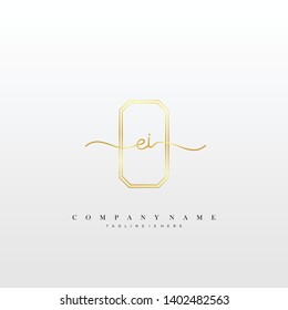 EI initial handwriting logo template vector