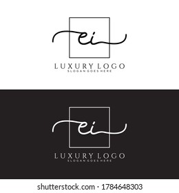 EI Initial handwriting logo template vector