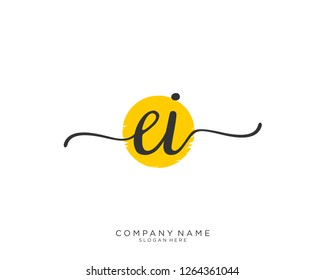 EI Initial handwriting logo vector