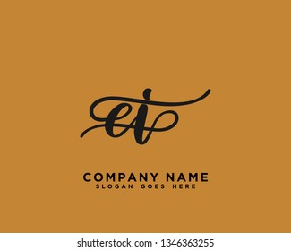 EI Initial Handwriting Logo Vector