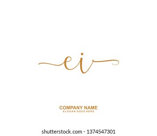 EI Initial handwriting logo vector