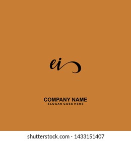 EI Initial handwriting logo vector