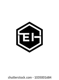 EI initial hexagon letter logo template vector