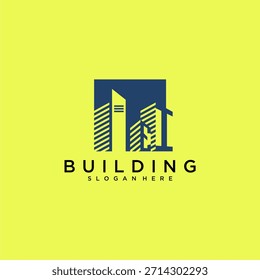 Logotipo inicial del edificio de la letra del IE para los bienes raíces con diseño cuadrado