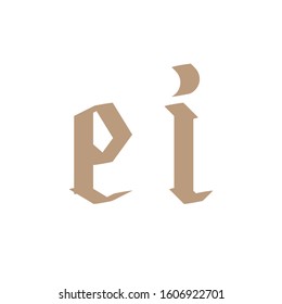 EI Initial Letter Gothic Calligraphy Lowercase Logo Design