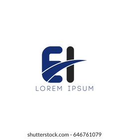 ei initial letter uppercase logo blue and black