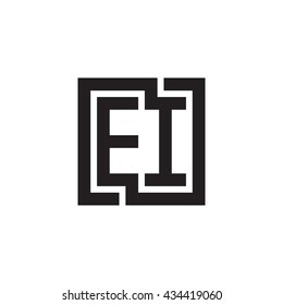 EI initial letters looping linked square monogram logo