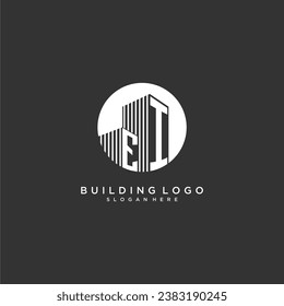 EI initial monogram building logo for real estate with creative circle style design