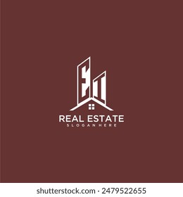 EI initial monogram building and roof logo for real estate