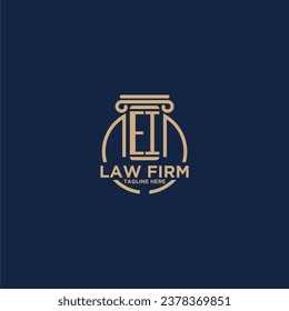 EI initial monogram for law firm with creative circle line