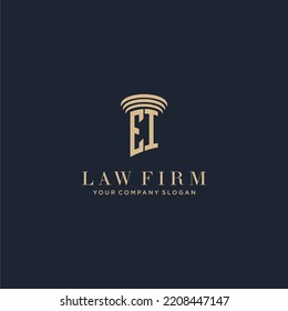 EI initial monogram lawfirm logo with pillar design