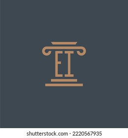 EI initial monogram for lawfirm logo with pillar design