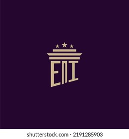 EI initial monogram logo design for lawfirm lawyers with pillar vector image