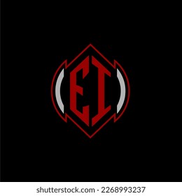 EI initial monogram logo for gaming with Gemoteric line shape style design on isolated background