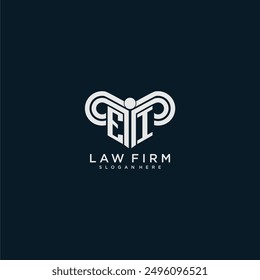 EI initial monogram logo lawfirm with pillar design