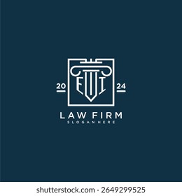 Logo de monogramme initial EI pour cabinet d'avocats avec la conception de pilier dans le carré créatif