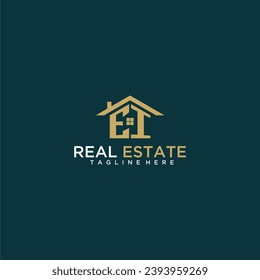 EI initial monogram logo for real estate with home shape creative design