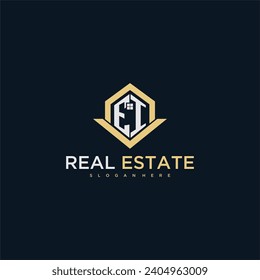 EI initial monogram logo for real estate with home shape creative design