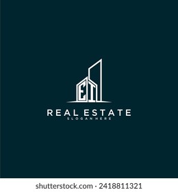 EI initial monogram logo real estate with building style design vector