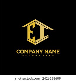 EI initial monogram logo for real estate with creative building style design