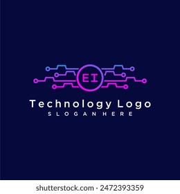 EI initial monogram for technology logo with circle style design