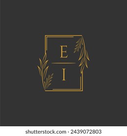 EI initial monogram wedding with creative square line