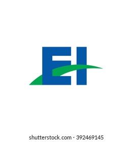 EI initial overlapping swoosh letter logo blue green