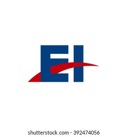 EI initial overlapping swoosh letter logo blue red