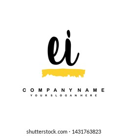 EI initial signature logo. handwriting logo template vector,