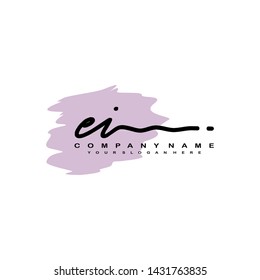 EI initial signature logo. handwriting logo template vector,