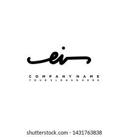 EI initial signature logo. handwriting logo template vector,