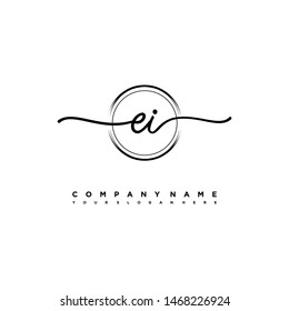 EI initial signature logo. handwriting logo template vector,