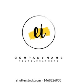EI initial signature logo. handwriting logo template vector,