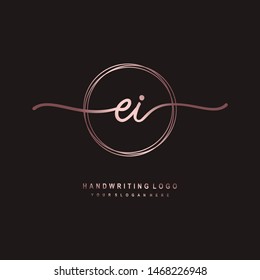 EI initial signature logo. handwriting logo template vector,
