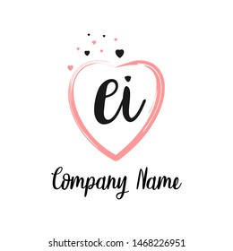 EI initial signature logo. handwriting logo template vector,