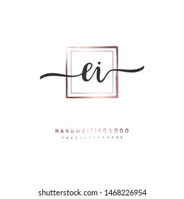 EI initial signature logo. handwriting logo template vector,