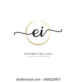 EI initial signature logo. handwriting logo template vector,