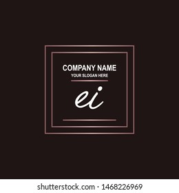EI initial signature logo. handwriting logo template vector,